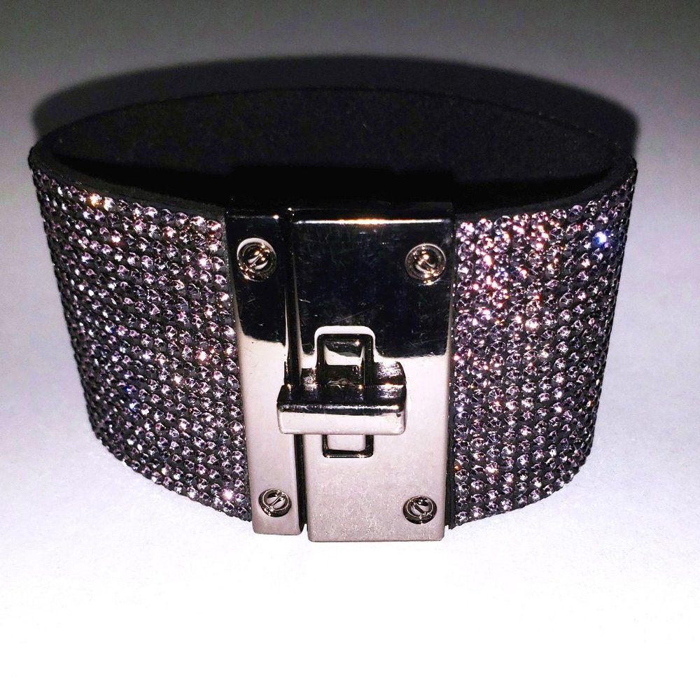 Blackish Purple Rhinestone Mesh Bracelet